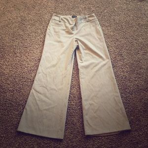 Pinstripe gray wide leg trousers, worn twice